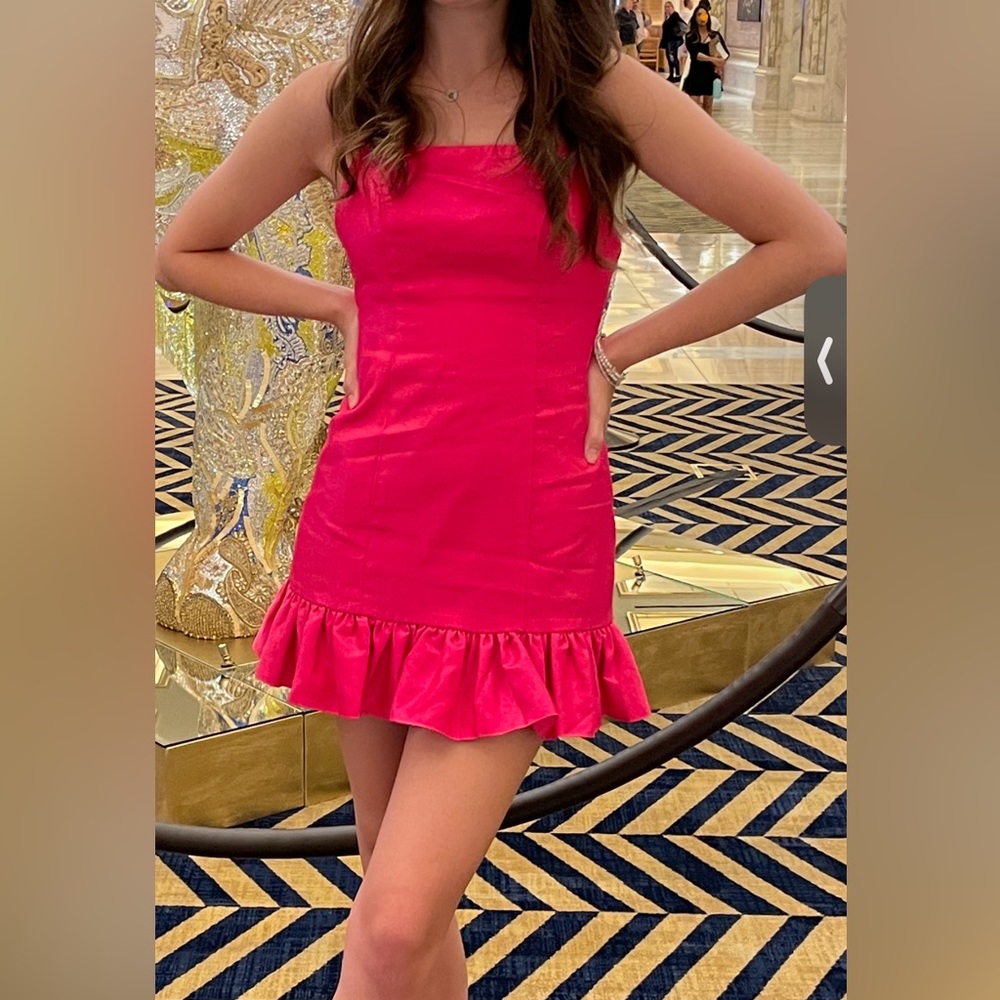 Revolve Ella Ruffle Mini Dress Fuchsia Pink Size Small - Picture 4 of 4